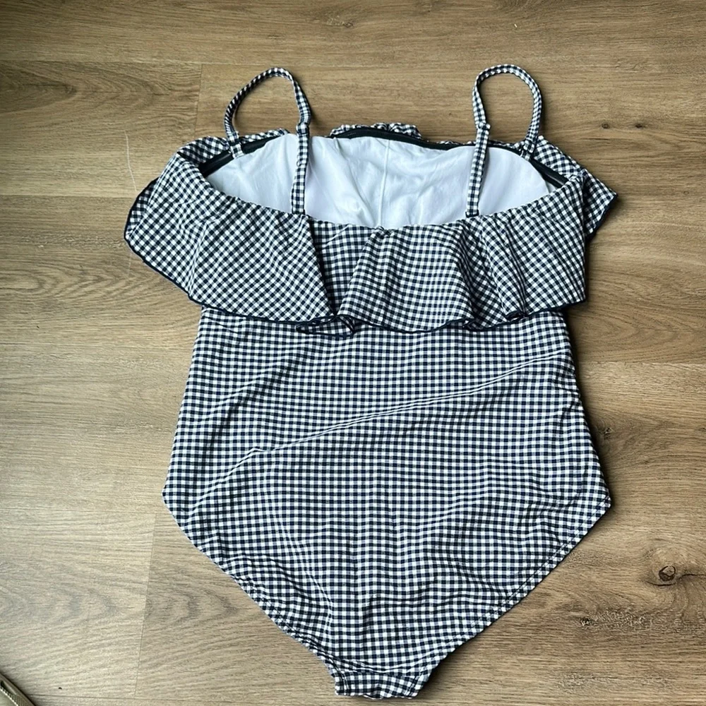 KONA  SOL SIZE L  Blue Navy and White Gingham Swimsuit - Picture 8 of 10